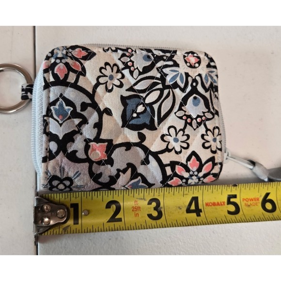Vera Bradley Quilted Card Holder Keychain ID Window Zipper Coin Pouch Wristlet - Picture 5 of 5
